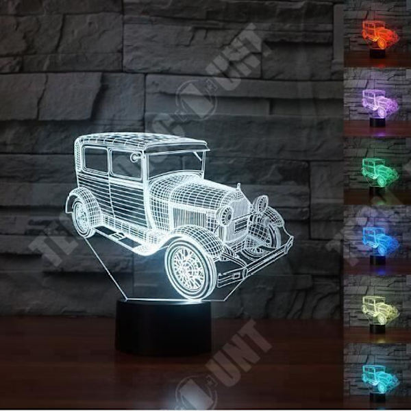 TD® Lampe 3D LED Lys Formet som en bil 7 Farveskift Berøringskontakt LED Natlampe Akryl Dekoration Natlampe