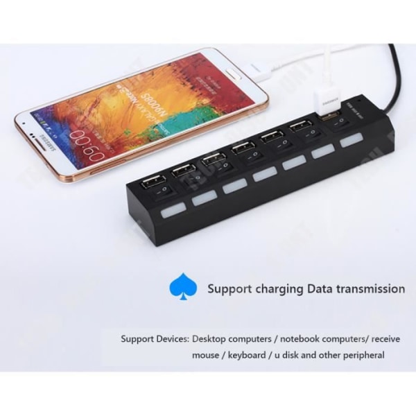 TD® Concentrator hub 3.0 ethernet 7 porte multiprise usb netværk multiple nøgleadapter oplader hurtig telefon computer afbryder