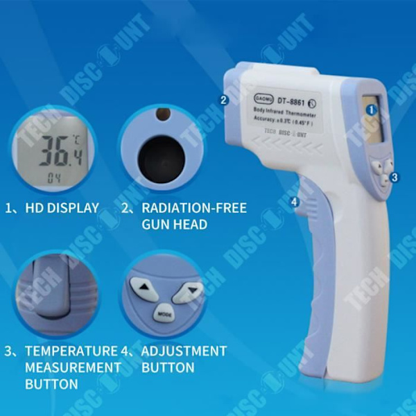 TD® Infrarød Termometer til Baby Kroppen Uden Kontakt Laser Stort Måleområde Høj Præcision Automatisk Digitalt Front LCD Skærm