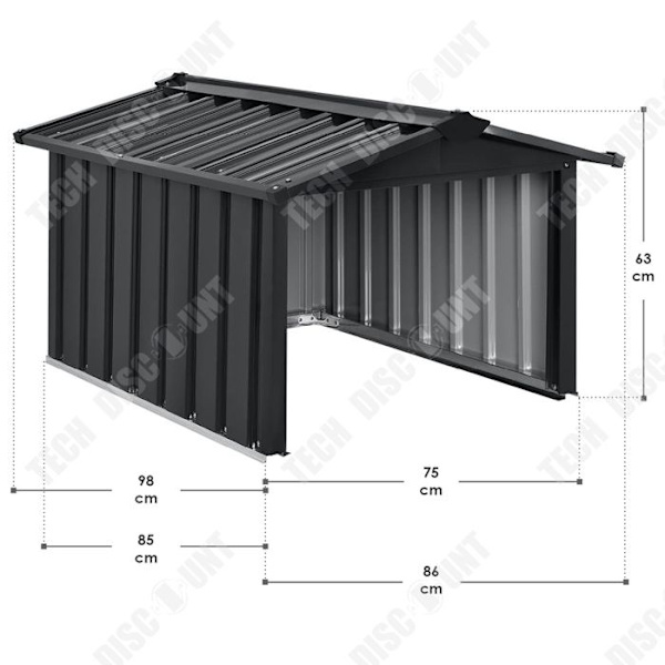 Metal garage til robotplæneklipper med tag med kip 86×98×63cm Plæneklipper mod sol og regn anthracit