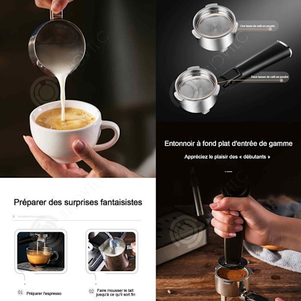 Zentavo Kaffemaskine 1,6L 64x53x33cm elektrisk kaffemaskine bønneknuser dobbelt brug bærbar kaffepulver dryp kaffemaskine