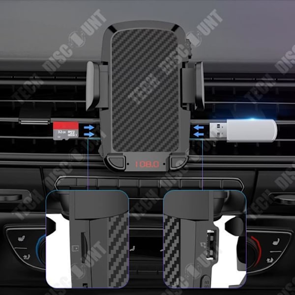 TD® Bluetooth biltelefon holder Bluetooth 5.0 Håndfri opkald TF-kort og USB-nøgle indsats