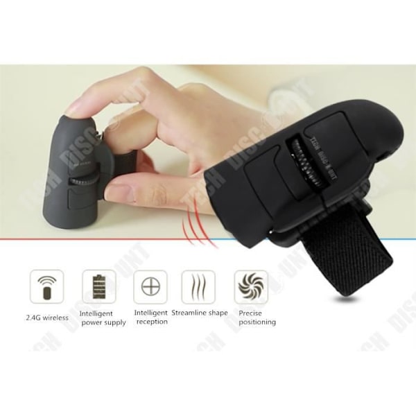 Langaton hiiri ergonomisella sormibagella, optinen, hiljainen, älykäs sormi, USB-virtainen, pystysuora, PC, korkea määritelmä, musta, yleiskäyttöinen