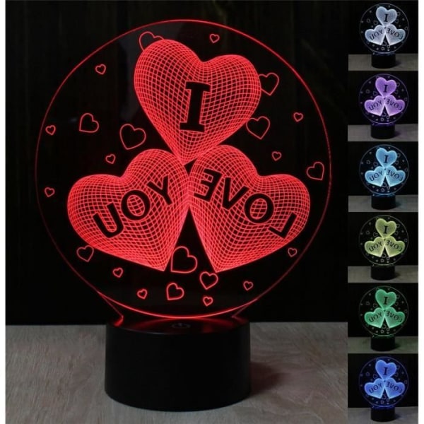 Romantic I Love You Heart 3D-lampor 7 färger blinkande USB-driven pekströmbrytare Led nattlampor i sovrummet för Årets presenter