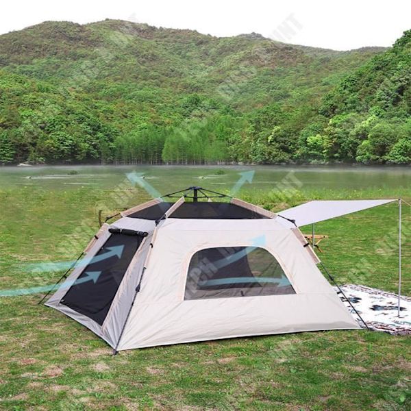 TD® Camping i det fri automatisk vinyl telte med to døre og to vinduer, automatisk foldbar park-telt med fire sider.