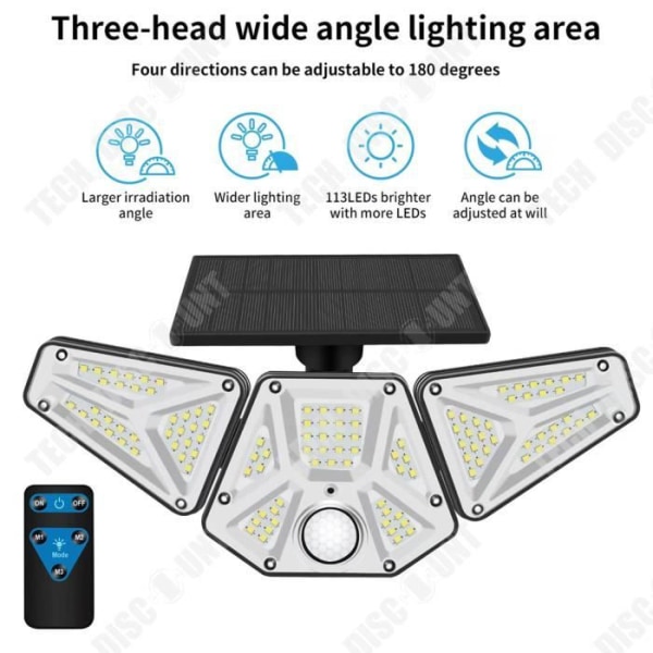 TD® 2st Solar Vägglampa Tre Head Sensor Light Garage Light Utomhus Trädgård Utomhusbelysning Solar Light