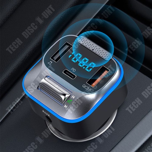 TD® T73 Bluetooth Billaddare 18W MP3 Billaddare Röstsamtal FM-sändare Universal Snabbladdare Bil USB Port Billaddare