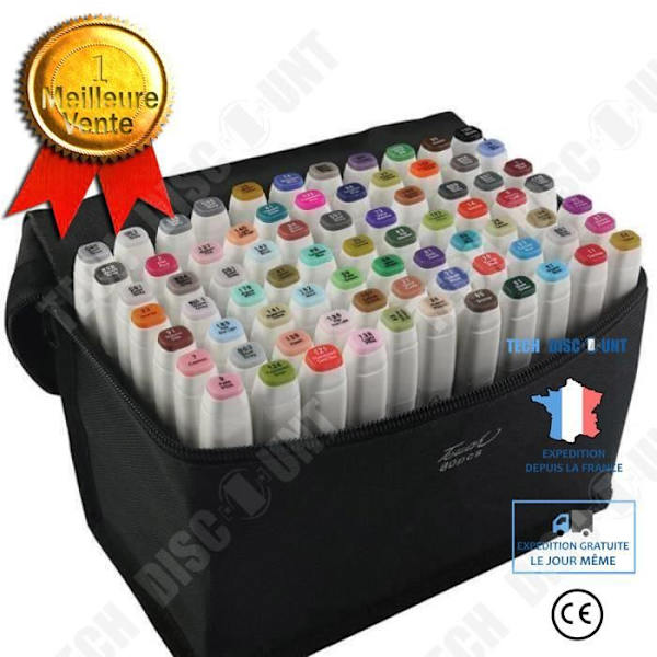 TD®-set med 80 alkoholmarkörer med dubbla spetsar/animationskonstskiss TH 230/5 Generation Oily Double Head Set-Vit