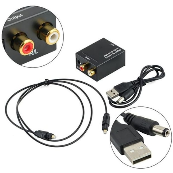 Digital Signal Toslink Optisk Koaxial till RCA Analog Audio Converter Adapter