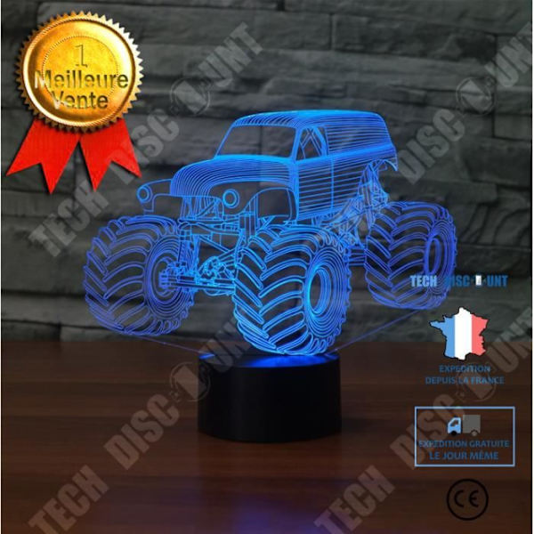 TD® 3D lampe illusionsoptik LED natlys 3D LED natlys 7 farveskift cool strand dune buggy bil bord AW60753
