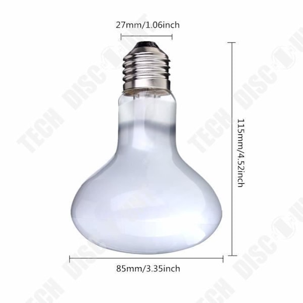 TD® Lampe Ampoule E27 100W Termisk Infrarød UVA - Terrarium Vivarium Varme Hvid - Skinnende og Lysende - tungsten halogen