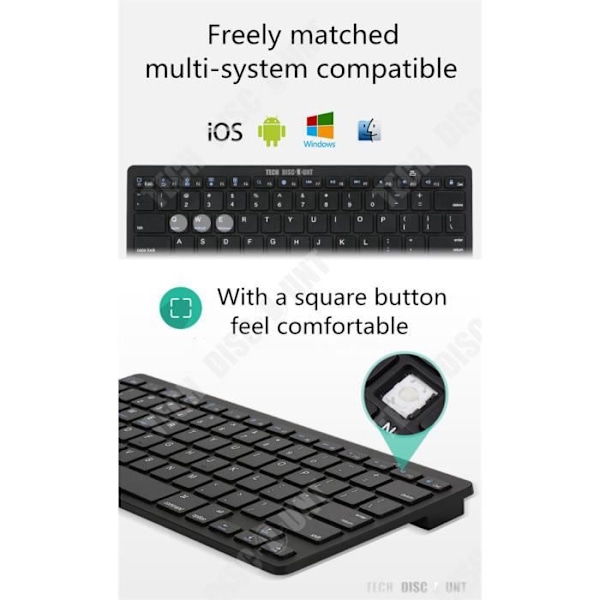 Trådløst Bluetooth TD® Universelt Silent Tastatur med Lang Batterilevetid
