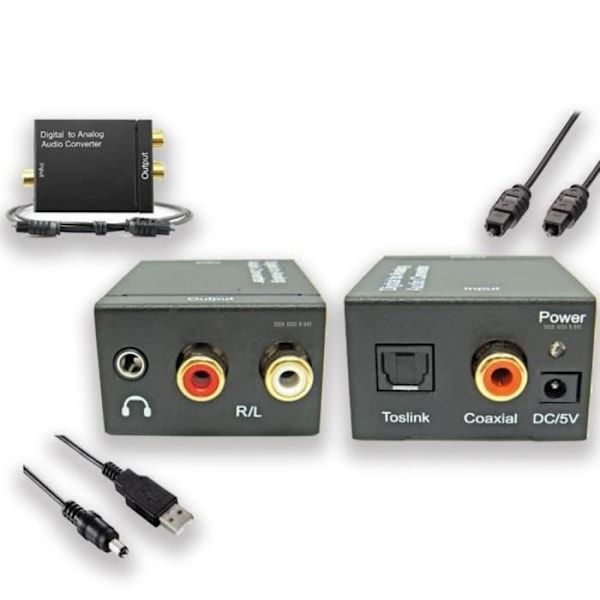 TD® Digital Audio SPDIF til analog - Digital coaxial audio converter - TV- og HDMI-kabel