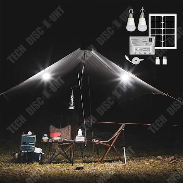 TD® Lille solenergisystem til camping udendørs med mobil strømforsyning til Bluetooth-belysning