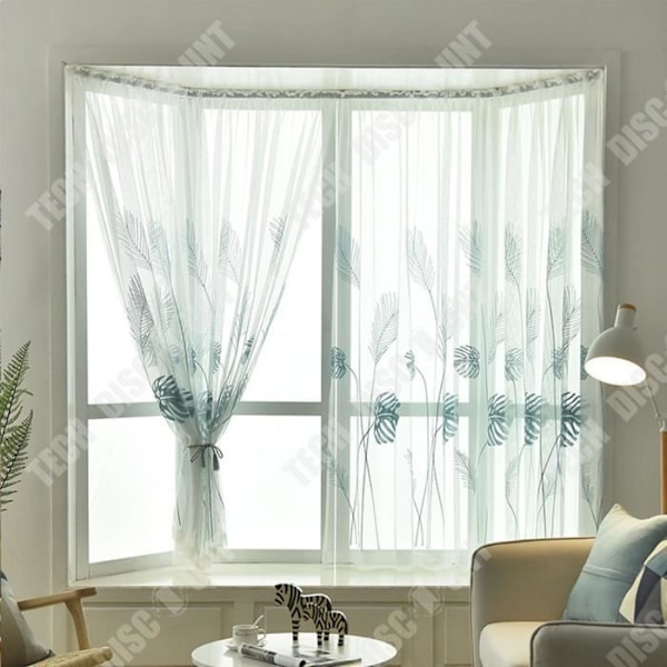 TD® 100*260 cm blå gratis gardiner hvid perforeret translucent broderet gaze selvsiddende myggenet gaze gardin