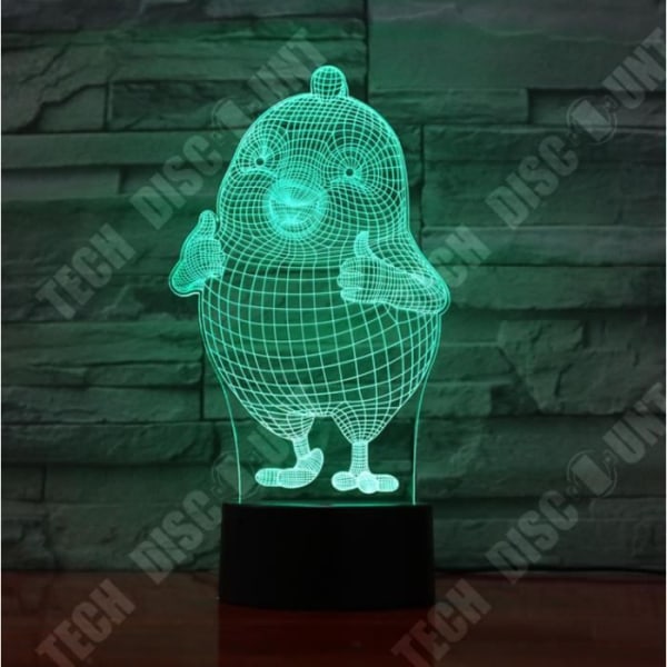 TD® 3D Nattljus 3D Led Illusion Lampa Med 7 Färger Led Små Kyckling Fåglar Form Lampa Som Dekorativ Lampa