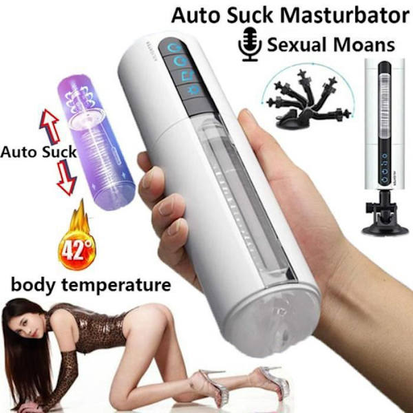 Masturbator Cup Suger Smart Auto Vibration Med varme Moan USB-opladning Sex For@Basilesmile005 Som bild visar