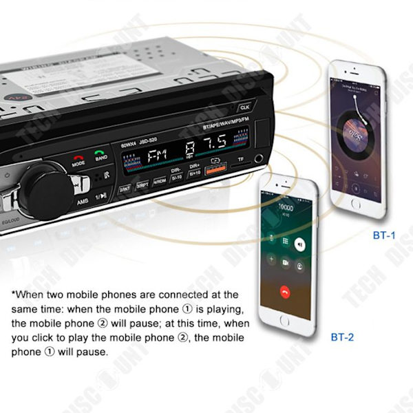 TD® Bluetooth bilradio MP3 en enkel guldsmed med Bluetooth bilhåndfri, dobbelt USB kortlæser