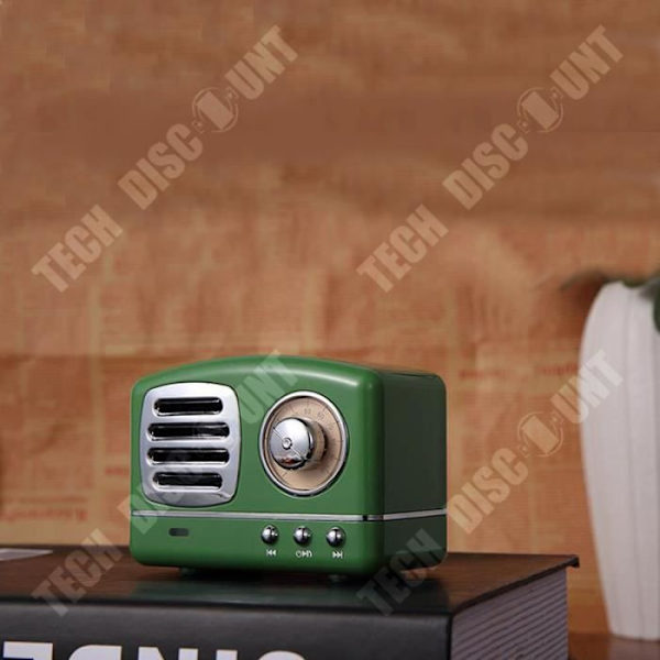 Bluetooth-högtalare - TD® - Mini Vintage-högtalare - 3W - Trådlös - Grön Grön