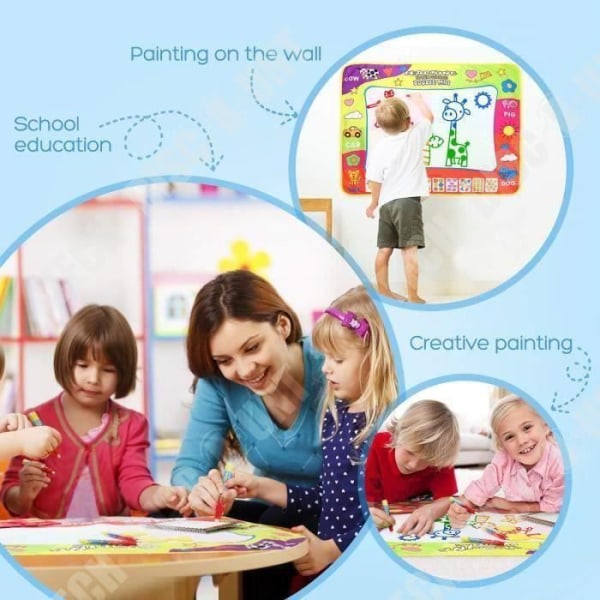 TD® Doodle-matta för barn, 80*60 cm 4 färger Ritmatta för målning, 3 pennor, 9 formar - Kreativa pedagogiska leksaker för barn