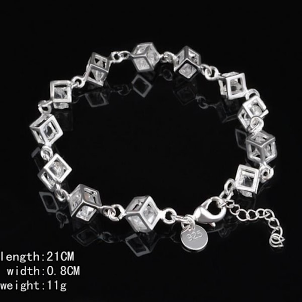 Armband - TD® - Skelett - Silverpläterad metall - Fyrkantig design - 21 cm längd silverpläterad koppar