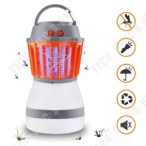 TD® Myggen Anti Lampe - Multifunktionel Campinglanterne - LED Lommelygte Vandretur UV Lampe Vandtæt IP67 Genopladelig USB med Kabel