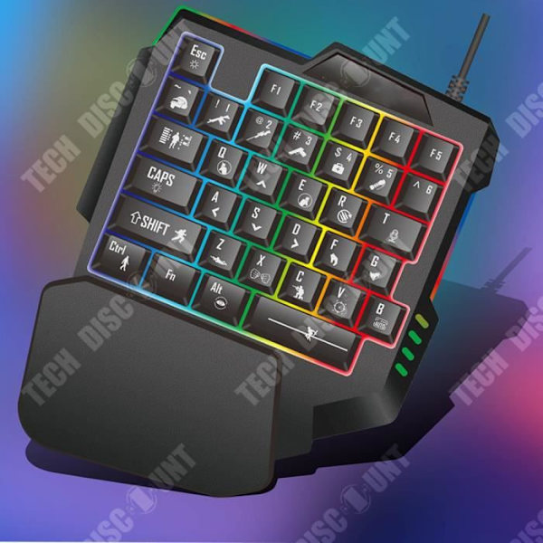 Ett handmekaniskt tangentbord QWERT INN® 35 tangenter RGB-belysning med sju färger Stor handledsstöd Passar alla modeller
