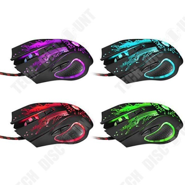 TD® Gaming Mus USB 6 Knapper LED Optisk Professionel Pro Gamer Udstyr Bærbar PC Justerbar og Tilpasselig RGB Lysstyrke