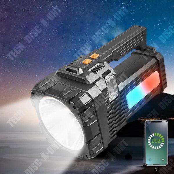 TD® Punaisen ja sinisen valon varoitus kannettava projektori taskulamppu aurinkosähkölataus USB kannettava retkeilylamppu