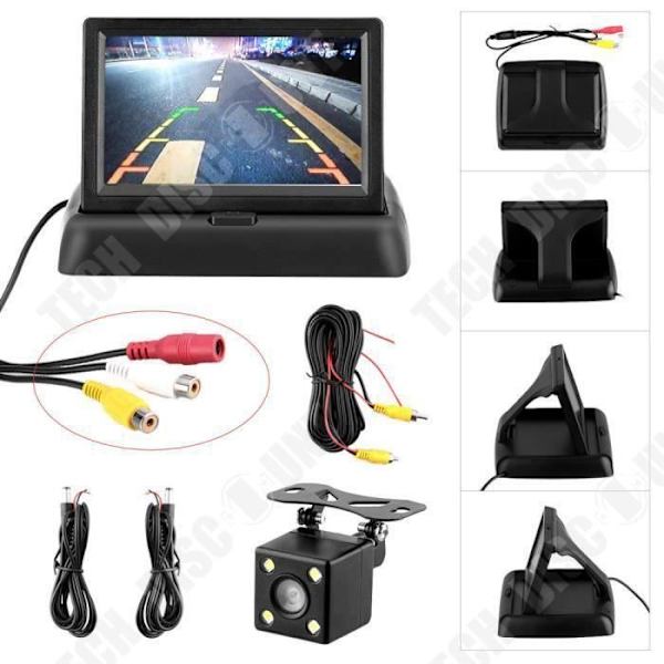 TD® Bilkamera med 170 ° HD + 4,3 tommer bakkamera LCD monitor med nat-syn - bageste radar til parkering