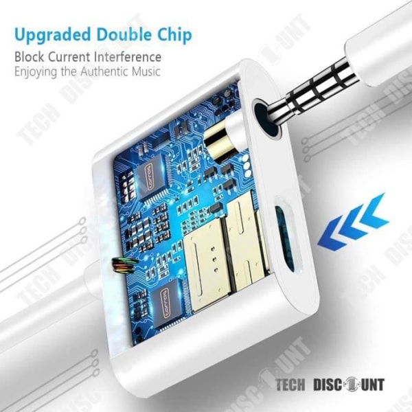 iPhone hörlursadapter snabbladdare USB + hona AUX jack port till Lightning laddning vit färg för telefoner utan jack