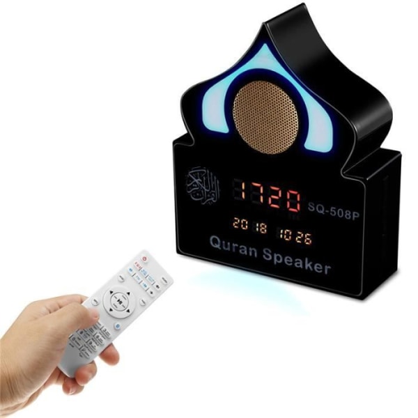 NEUFU Bluetooth-klockhögtalare Azan Ramadan LED-ljus Koranen Reciterar islamisk FM MP3