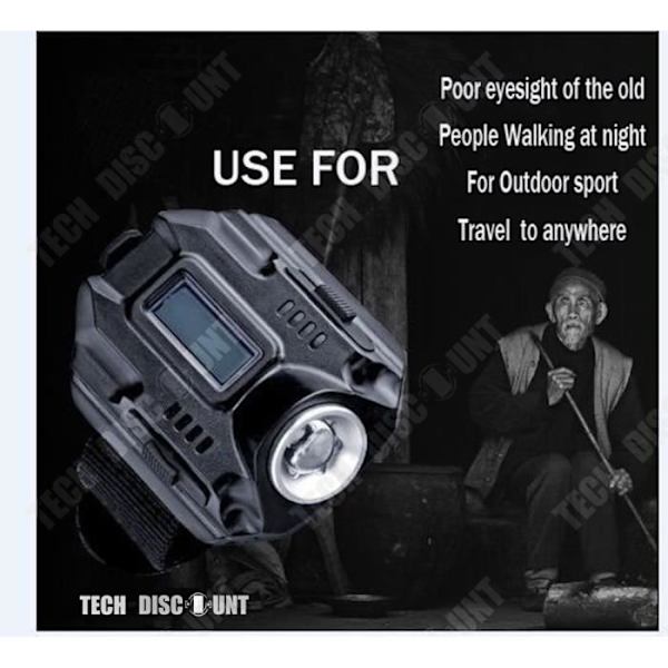 TD®-klocka LED-fickor Ljus Stark handledsljus Utomhussport Nattcamping Vandring Svart litiumbatteri 4 block