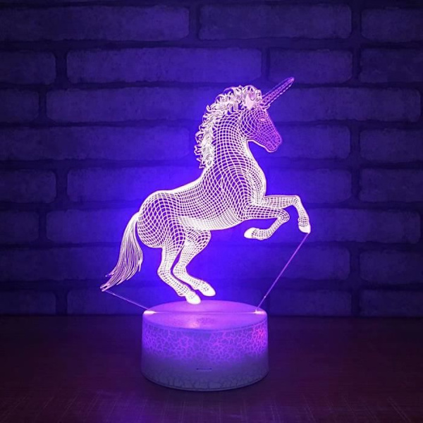 Burst textur bas 3d enhörning LED nattlampa 7 färg touch bordslampa present