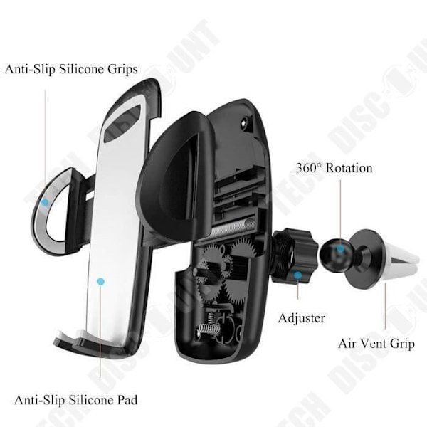 TD® Universal Biltelefonhållare 360 Free Rotation Air Outlet Mount