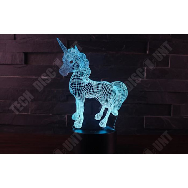TD® Lampe 3D Nattelys Enhjørning Dæmper Lys 16 farver med Fjernbetjening USB Nattelys LED Gave til Børn