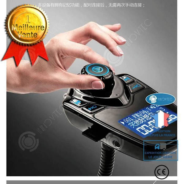 INN® LCC® T10 Bluetooth Handsfree - FM Siirrin MP3 Soitin Autoadapteri (Punainen)