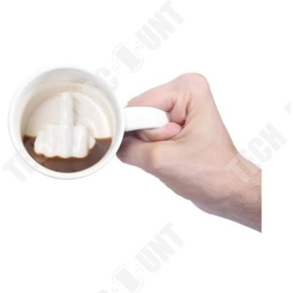 TD® vit keramisk mugg/ finger i kopp botten gest/ kreativ mugg med ociviliserad parodi på långfinger långfinger