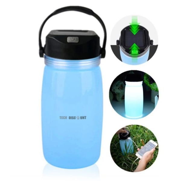 Solarlampe Flaske - TechDisc - 732,5 ml - Ekstern Batterioplader - Blå Blå