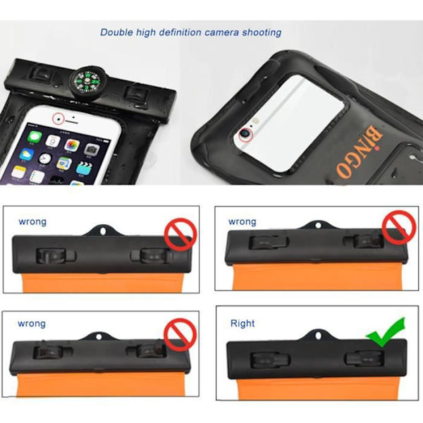 TD® Vandtæt dykker taske til smartphone, nøgle, kort - holder tingene tørre i vand, ideel til svømmehal og spa, med rem, vandtæt model, farve: army b Arméblå