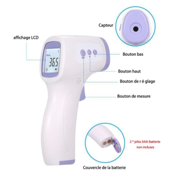 TD® Beröringsfri infraröd panna elektronisk medicinsk termometer LCD-skärm för vuxna och barn