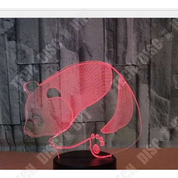TD® Optisk bordslampa dekorativ touch 7 färger optisk illusion - pandamodell - lågförbrukning USB-kabel eller 3 AAA-batterier