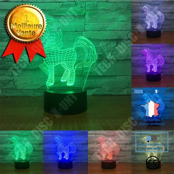 TD® 3D yksisarvisen muotoinen LED-deko huonevalaistus, 7 väriä vaihdettavissa, kosketusohjattu yövalo, akryylipöytälamppu
