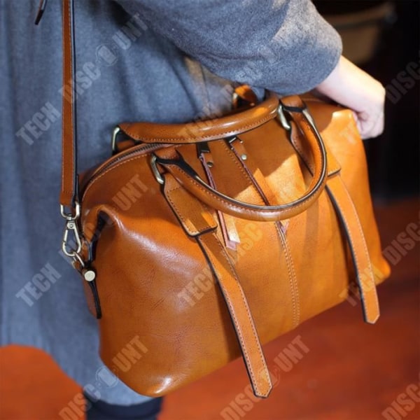TD® Tas til kvinder i oliebehandlet læder, retro Boston taske, læder skuldertaske til modebevidste kvinder