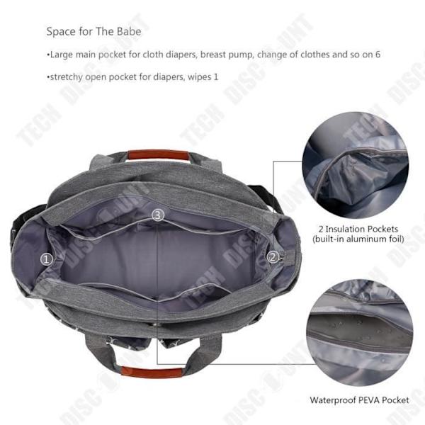 TD® Mamma och babyväska polyester bärbar multifunktionsaxel med nappväska utomhusresor universell moderväska set