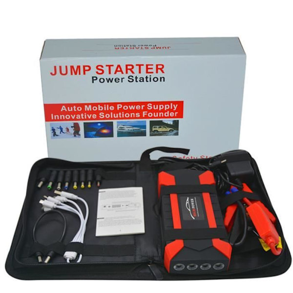 TEMPSA 89800mah biljumpstarter Nødstarter Bilbatteri 4USB EU Stik Svart och röd