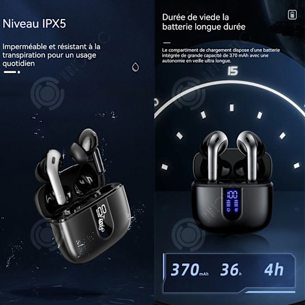 INN Trådlösa Bluetooth-hörlurar 36 timmars speltid Långdistansbrusreducering In-Ear Bluetooth-hörlurar