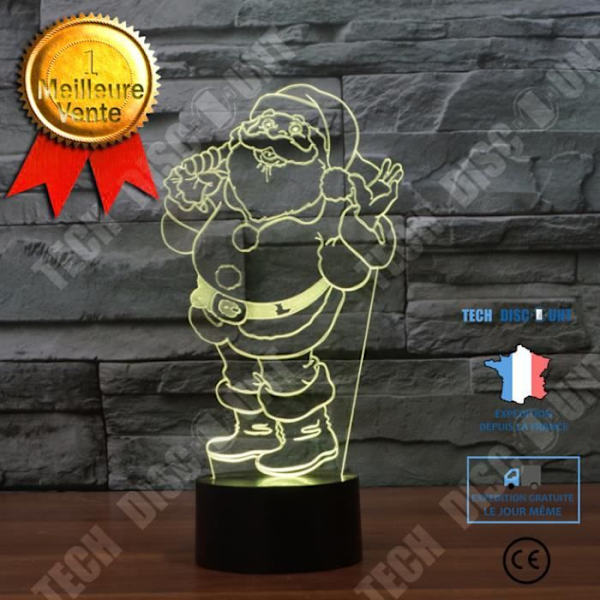 TD® Dekorativ USB Santa Claus 7 färger Fjärrkontroll Optisk illusion 3D Night Light Visualization Bordsbordslampor 3D Glow LED
