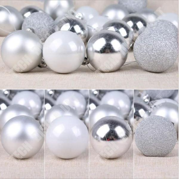TD® 24 ST 4 cm Moderna glänsande julgran/kulor Bröllopsfest Hängande prydnad Juldekoration Tillbehör Silver