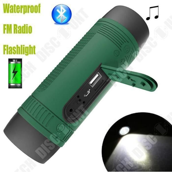 TD® Vattentät Bluetooth-högtalare Multifunktionell stereohögtalare-TF-kort Port-Ficklampa Högtalare-4000mAh Sport Grön